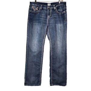 Realco Jeans Womens 17 Blue Y2K McBling Embellished Bootcut Stretch Denim READ